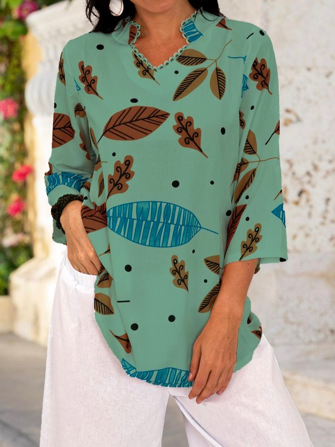 Boho Manches 3/4 Chemises Blouses Zaesvini