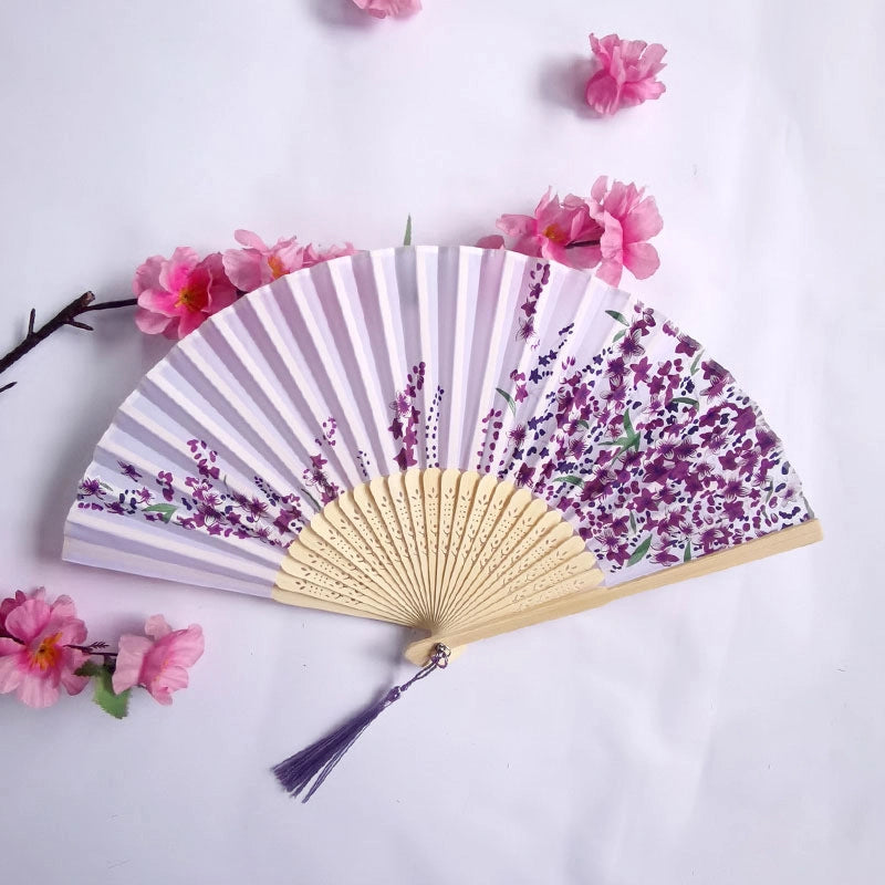 3 Pieces Ancient Style Folding Fan Female Classical Tassel Silk Fan Chinese Style Small Fan Portable Dance Craft National Fashion Fan Student Fan