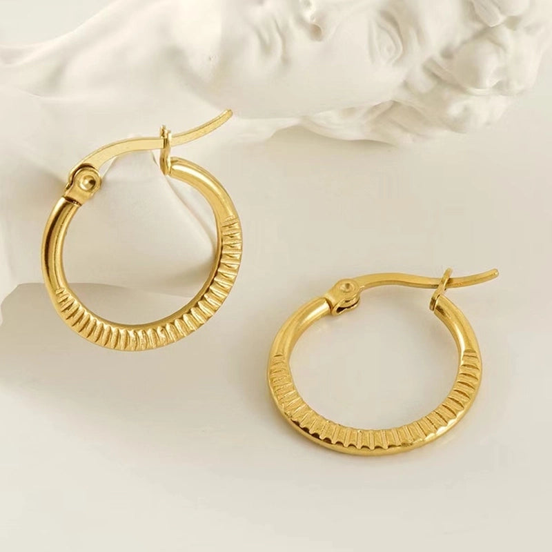 1 Pair Elegant Minimalist Solid Color 304 Stainless Steel 18K Gold Plated Stainless Steel Earrings