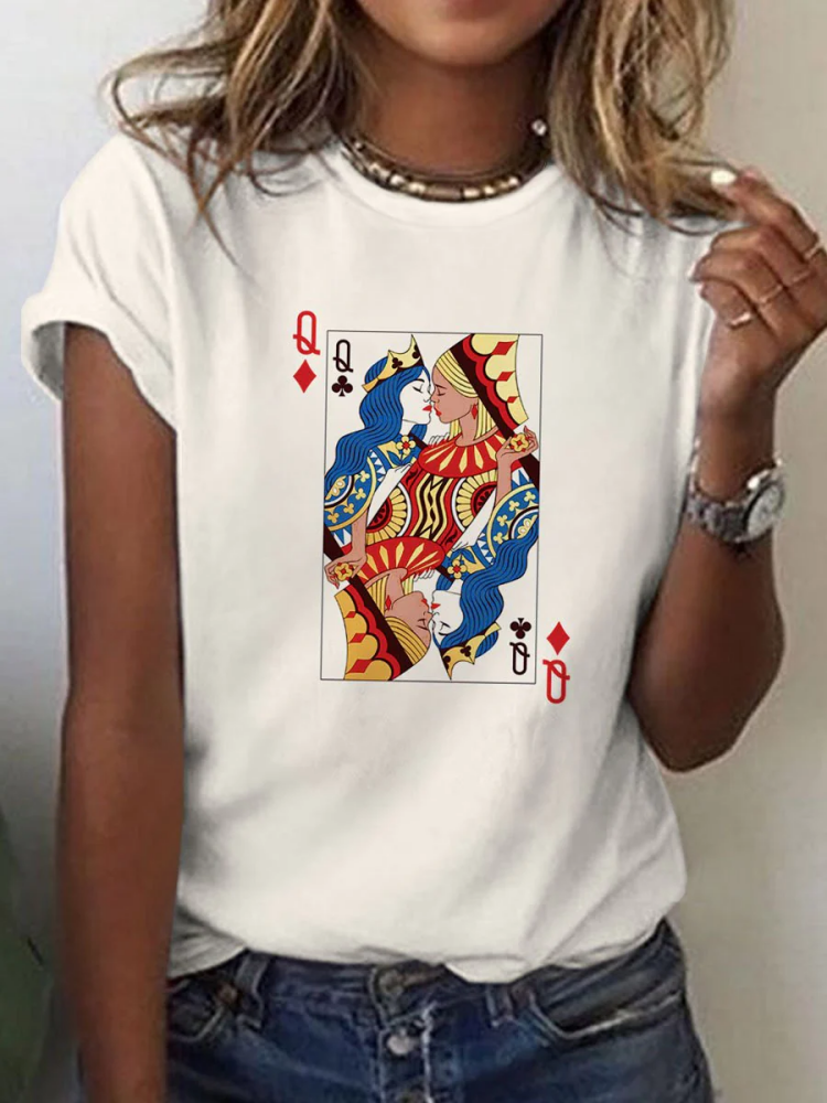 VChics Women's LGBT Rainbow Love Lesbian Playing Cards Art T-Shirt