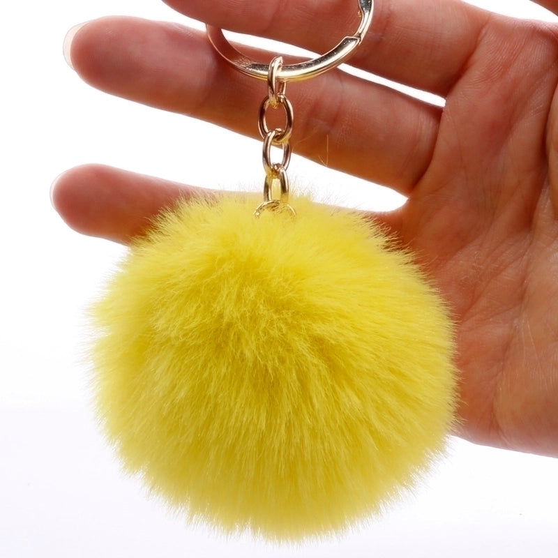 Fashion 7cm Imitation Rex Rabbit Fur Small Ball Keychain