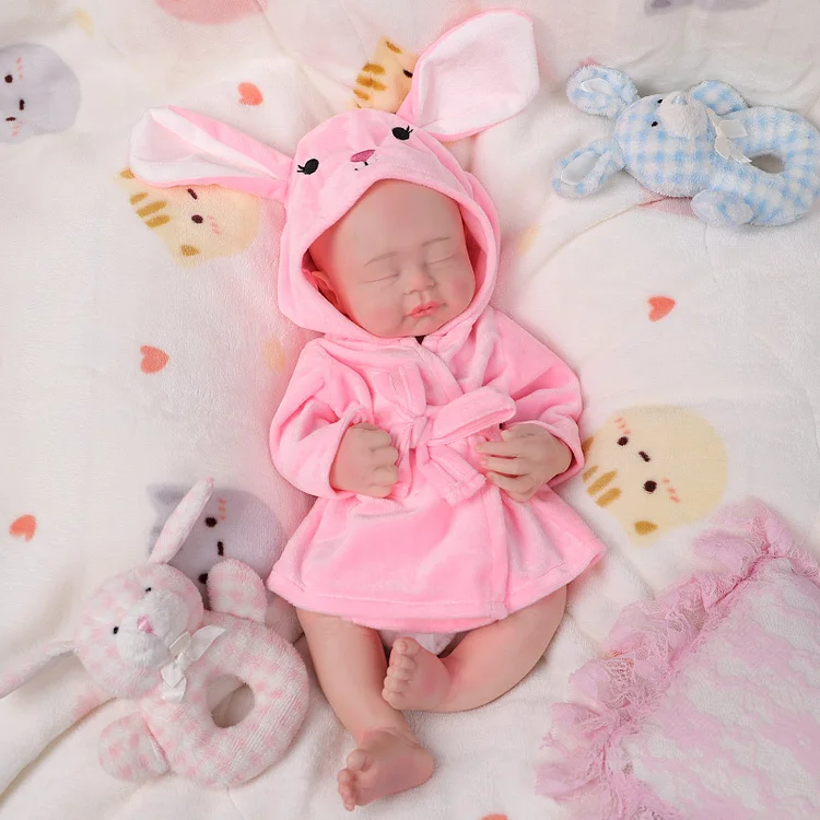 Babeside 16'' Full Silicone Reborn Baby Doll Pink Suit Sleeping Girl Leo