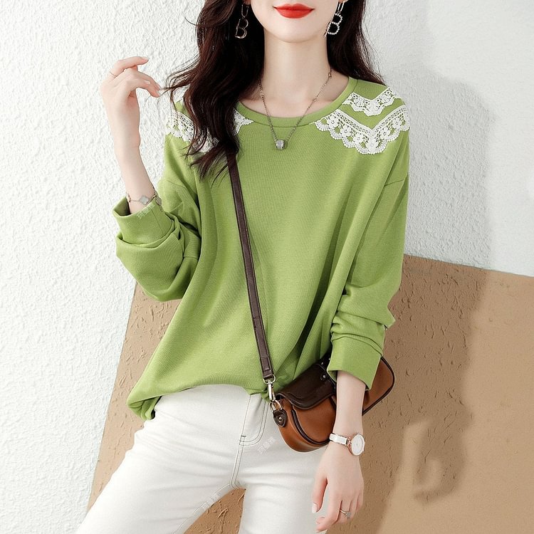 Light Green Casual Shift Long Sleeve Sweatshirt