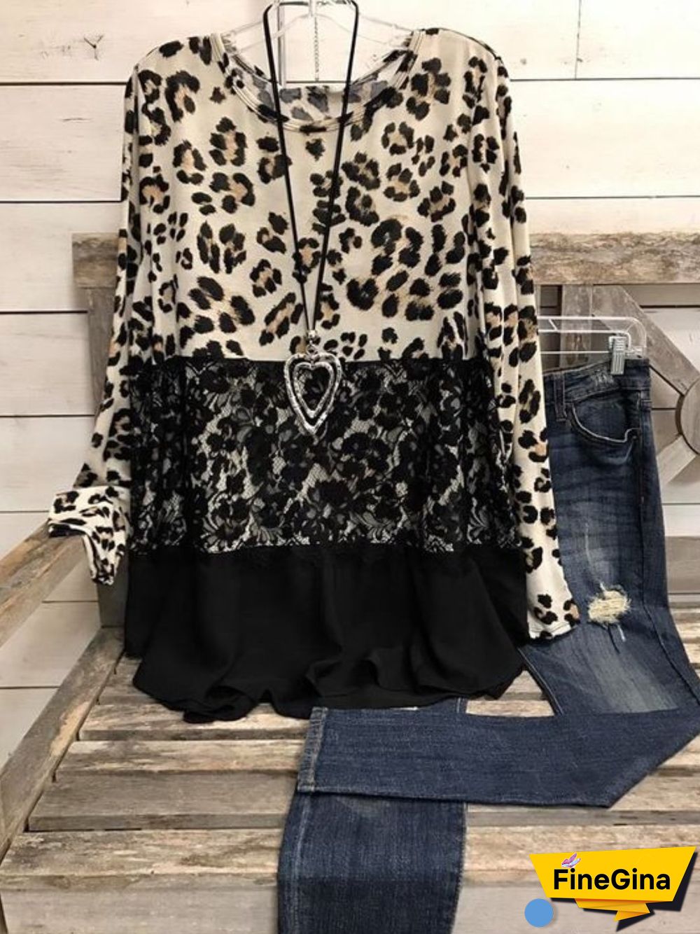 Casual Long Sleeve Round Neck Plus Size Printed Tops