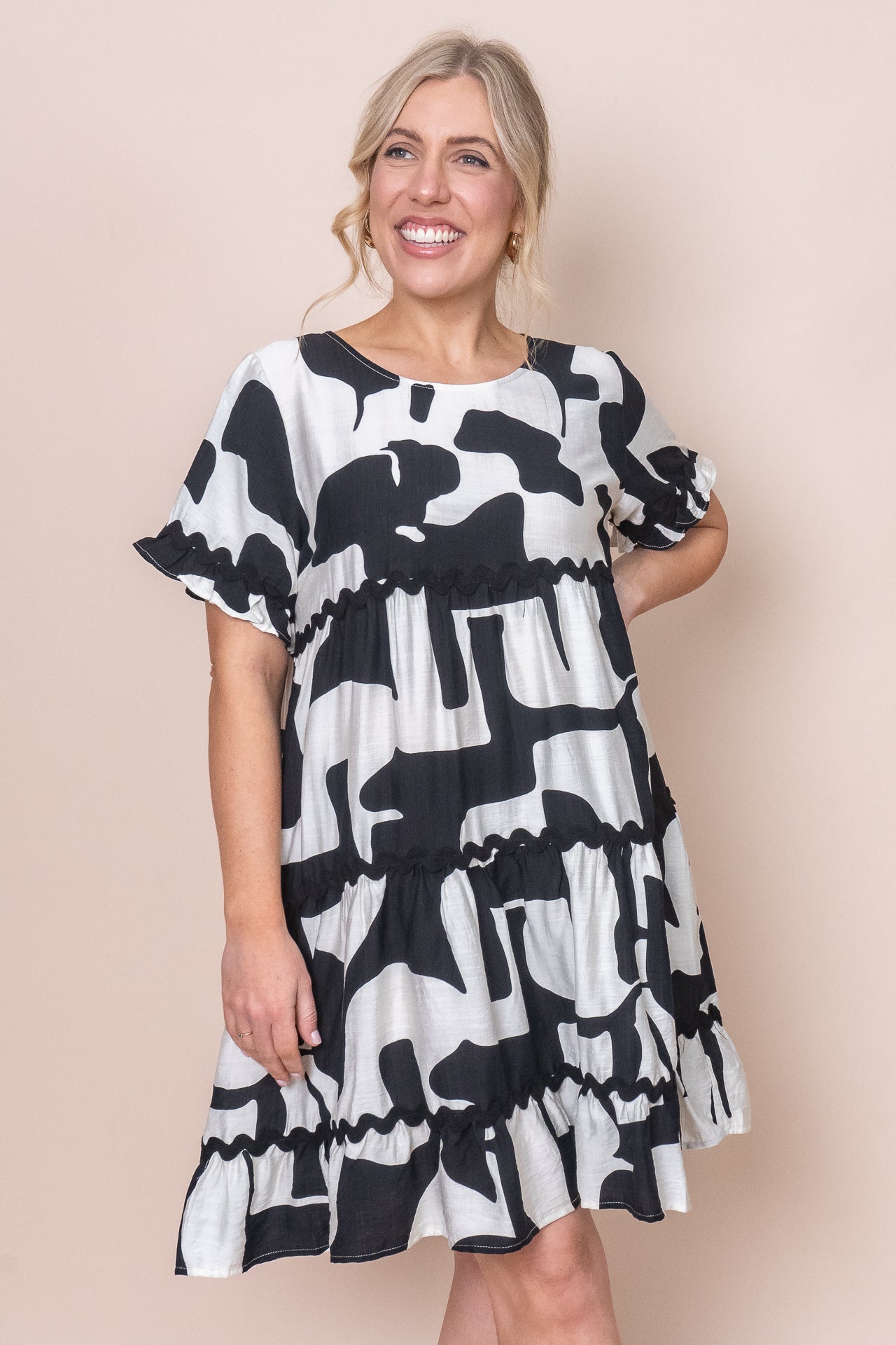 Catherine Abstract Dress in Ivory