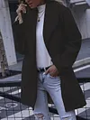 Simple Solid Color Lapel Collar Buttoned Loose Casual Woolen Outerwear