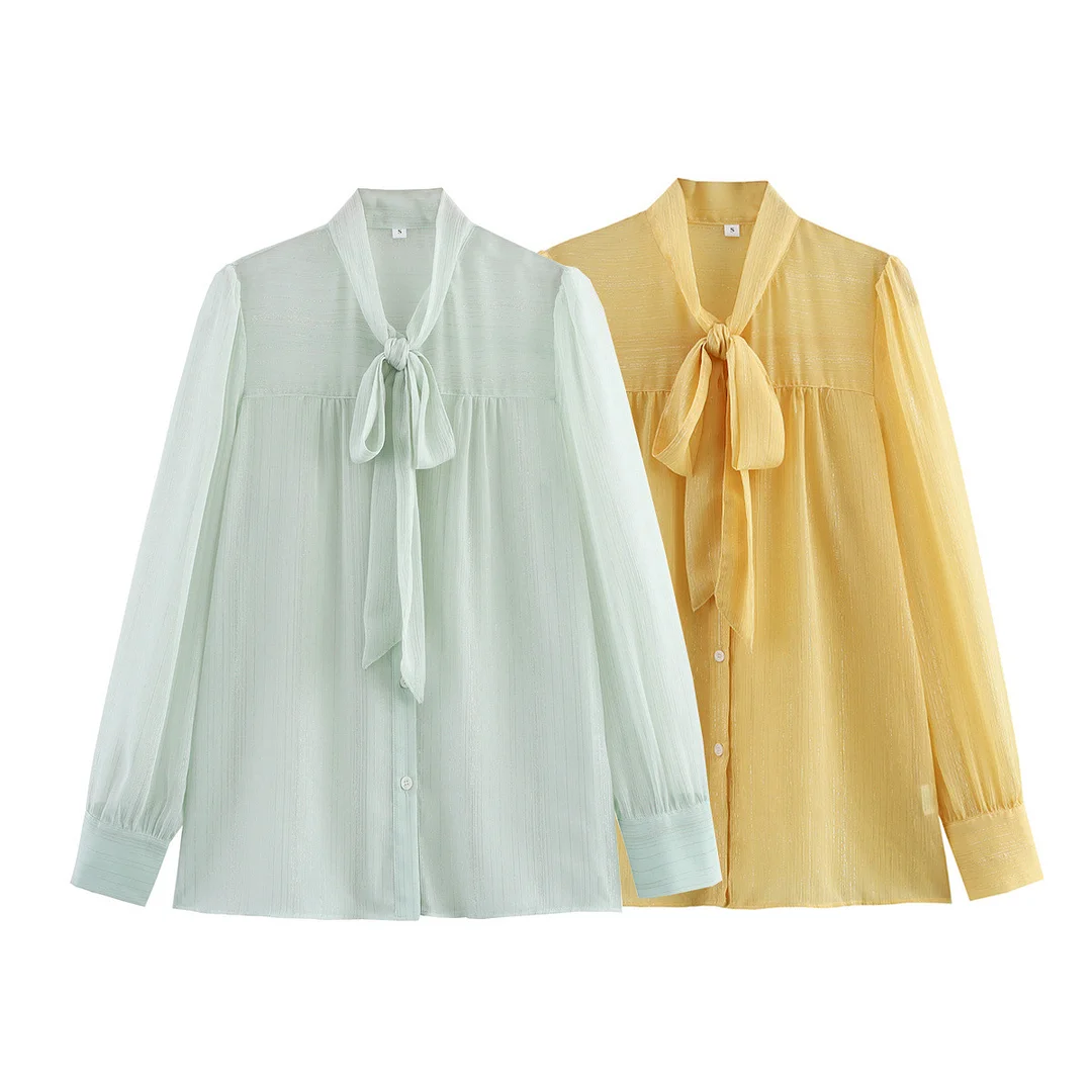 Nigikala Nigikala Spring Fashion Leisure V Tie With Thin And Flowing Shirt Top Female A15017