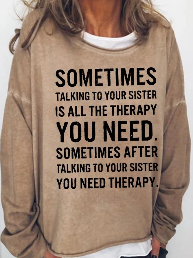 Women's Funny Sister Letters Casual Sweatshirt