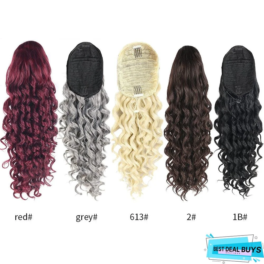 Long Curly Wig Female Drawstring Ponytail Connector