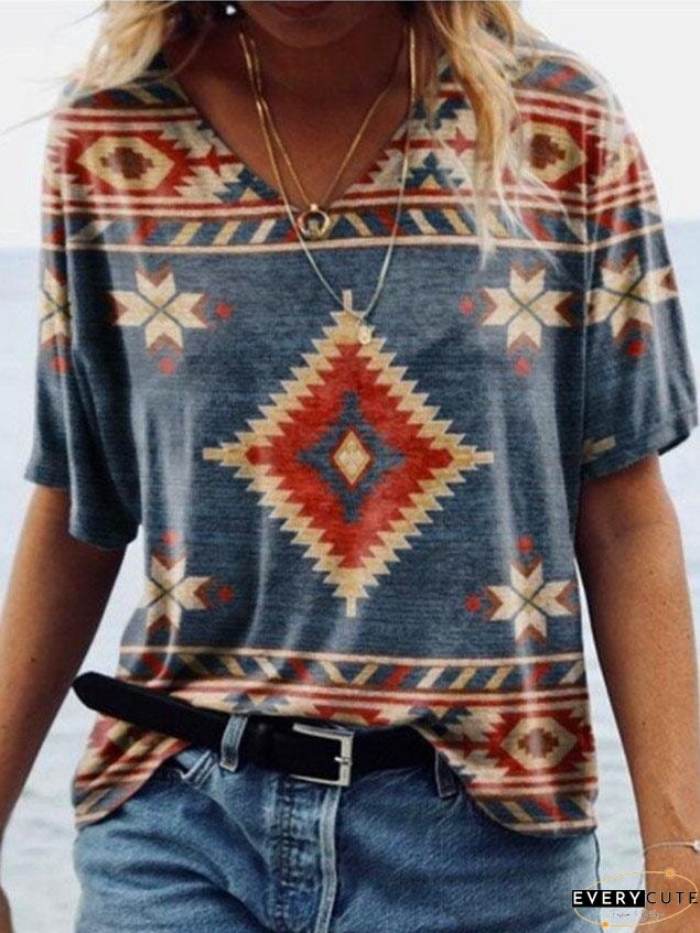 Native American Inspired V-Neck Tee
