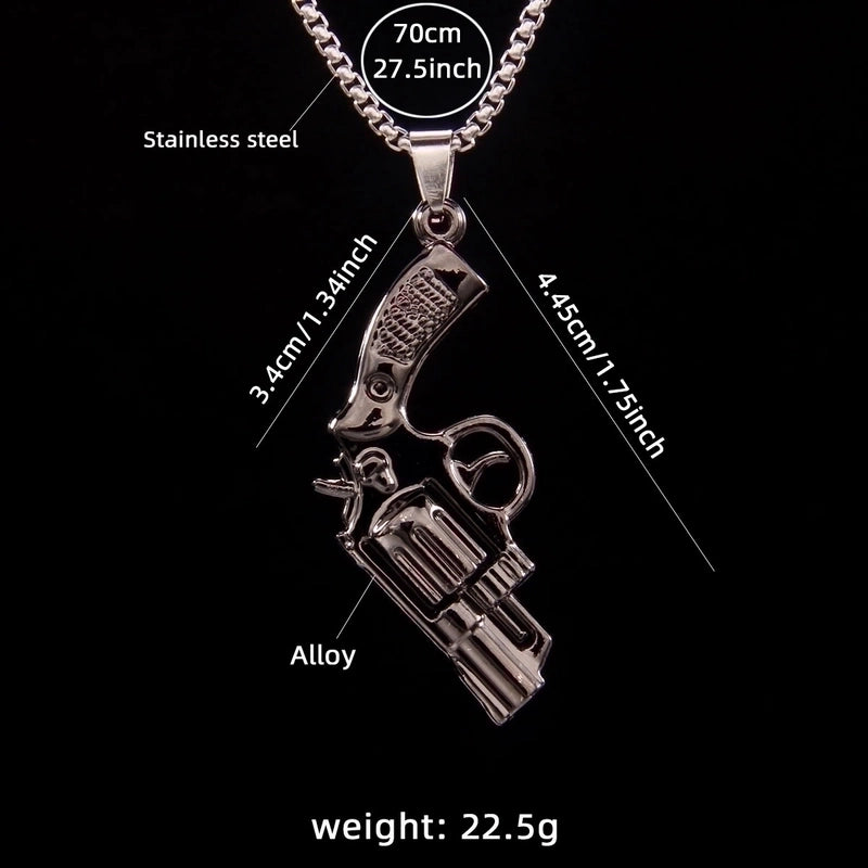 Hip-Hop Pistol 201 Stainless Steel Zinc Alloy Plating Men’s Pendant Necklace