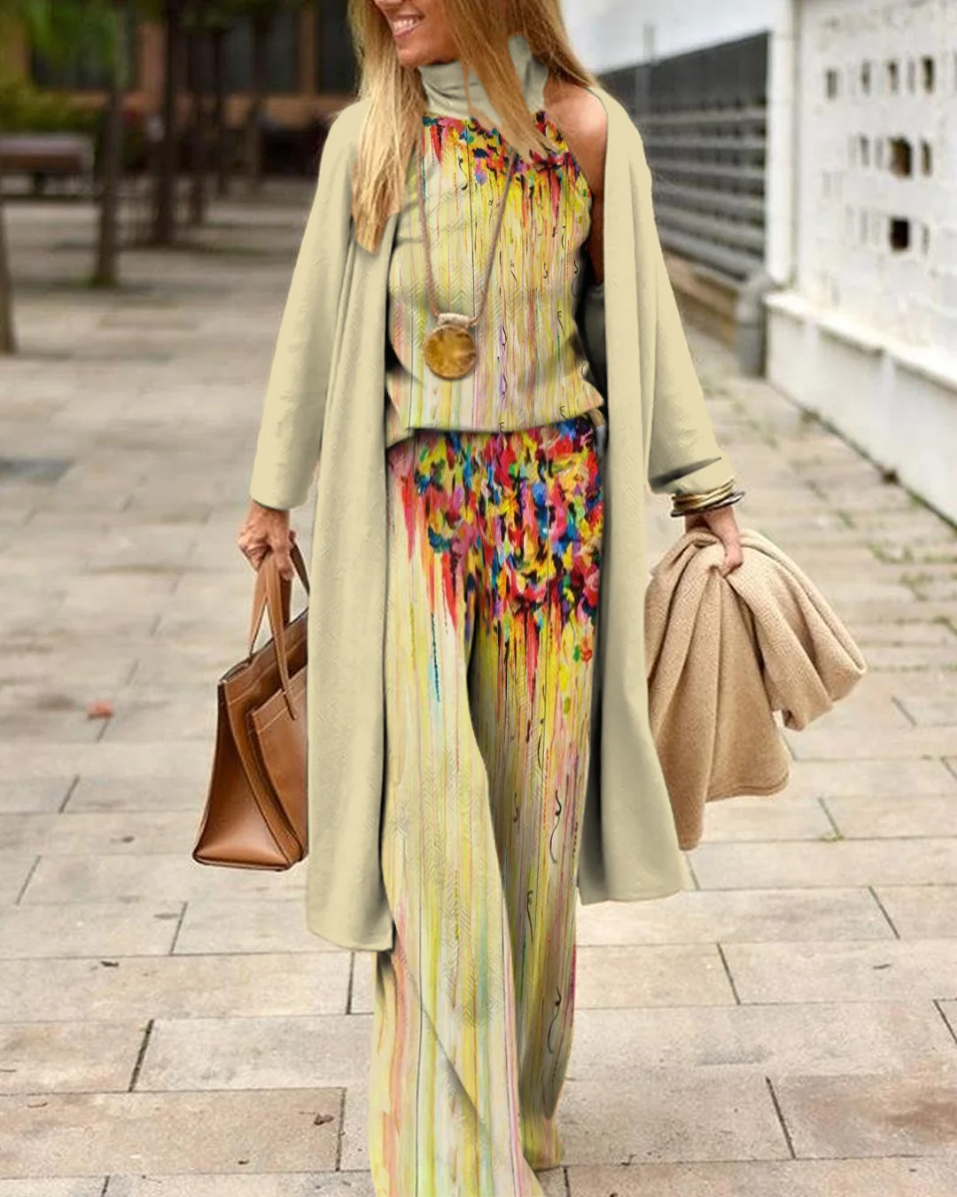 Herringbone Sweater Three-Piece Suit 3234