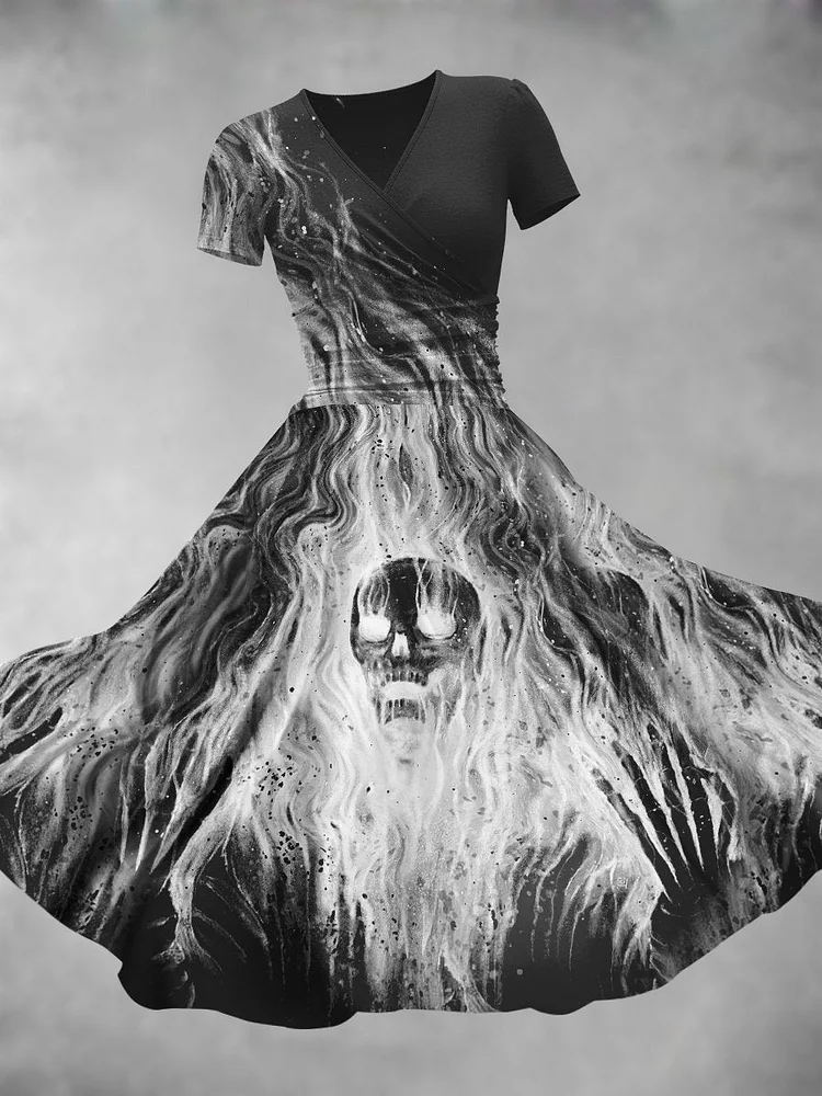 Women's Halloween Scary Ghost Artistic Maxi Dress