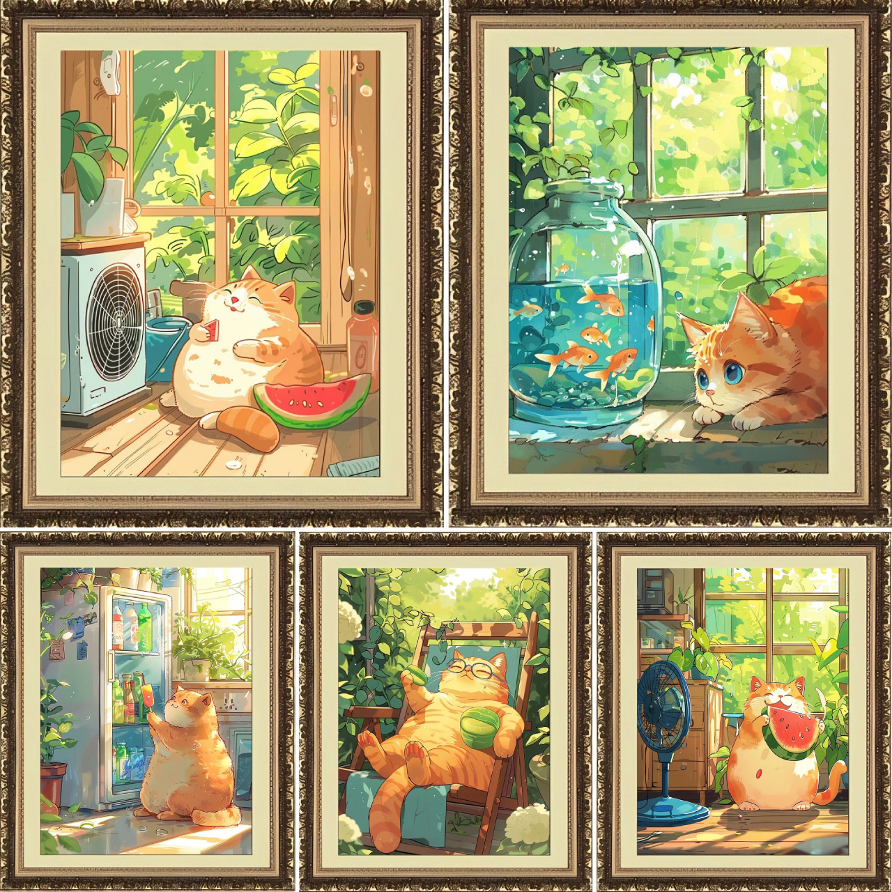 Anime Summer Cat 11CT/14CT Stamped Cross Stitch 45*60CM