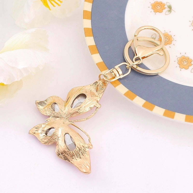 Korean Style Butterfly Metal Inlay Rhinestones Women’s Bag Pendant Keychain