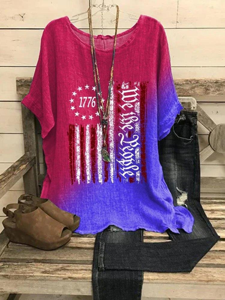Women's American Flag We The People Casual Top