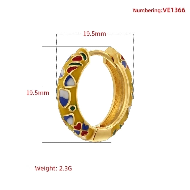 1 Pair Casual Hip-Hop Vacation Flower Petal Enamel Plating Copper 18K Gold Plated Hoop Earrings