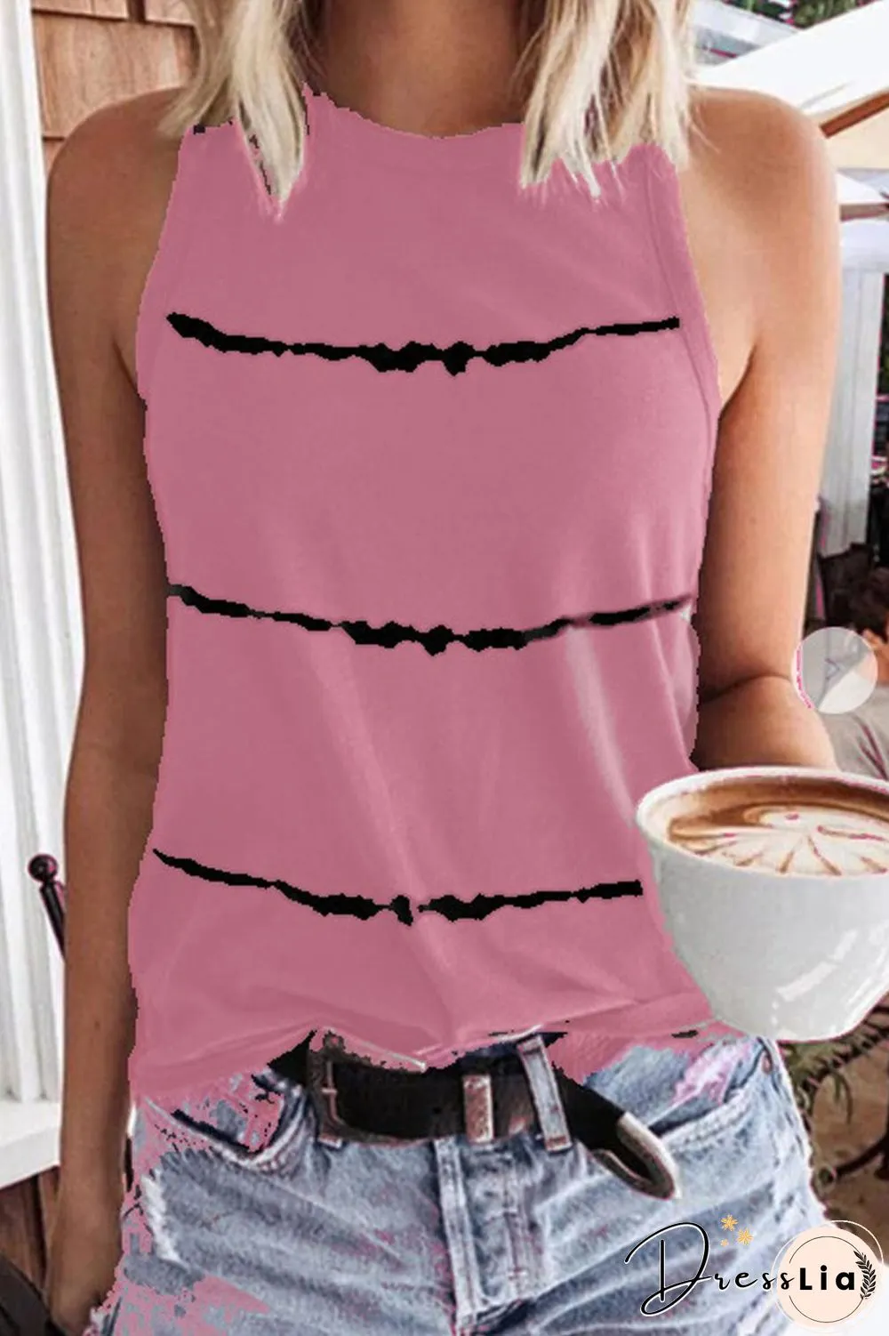 Round Neck Tie-Dyed Sleeveless Vest