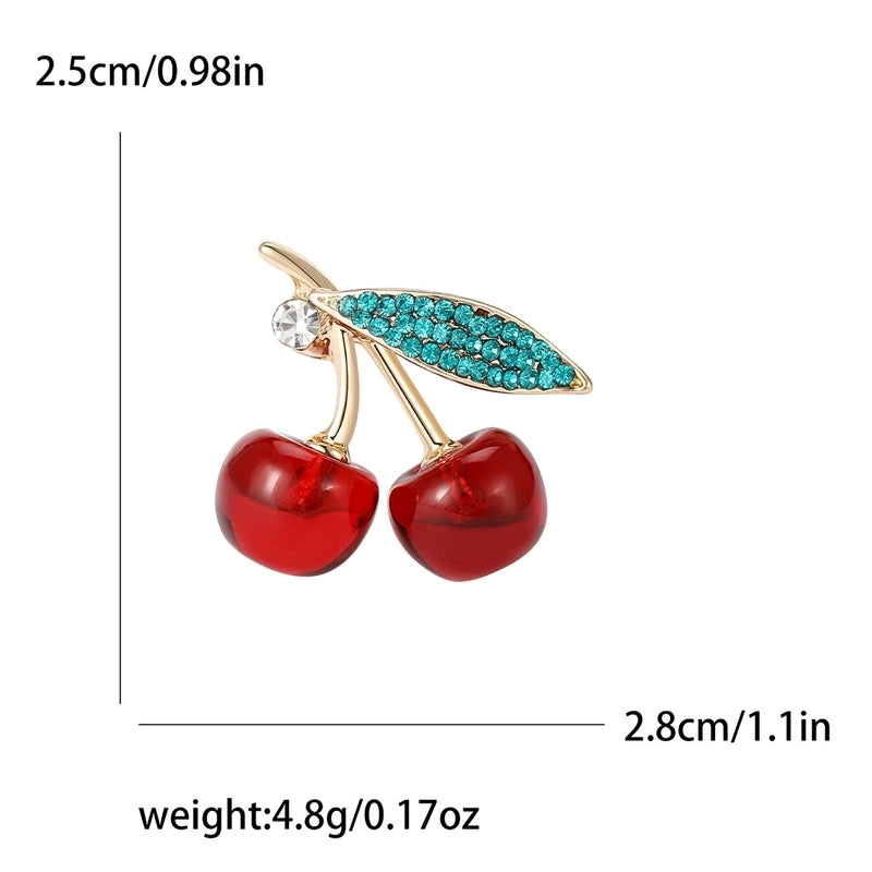 Sweet Pin Cherry Alloy Inlay Rhinestones Women’s Brooches