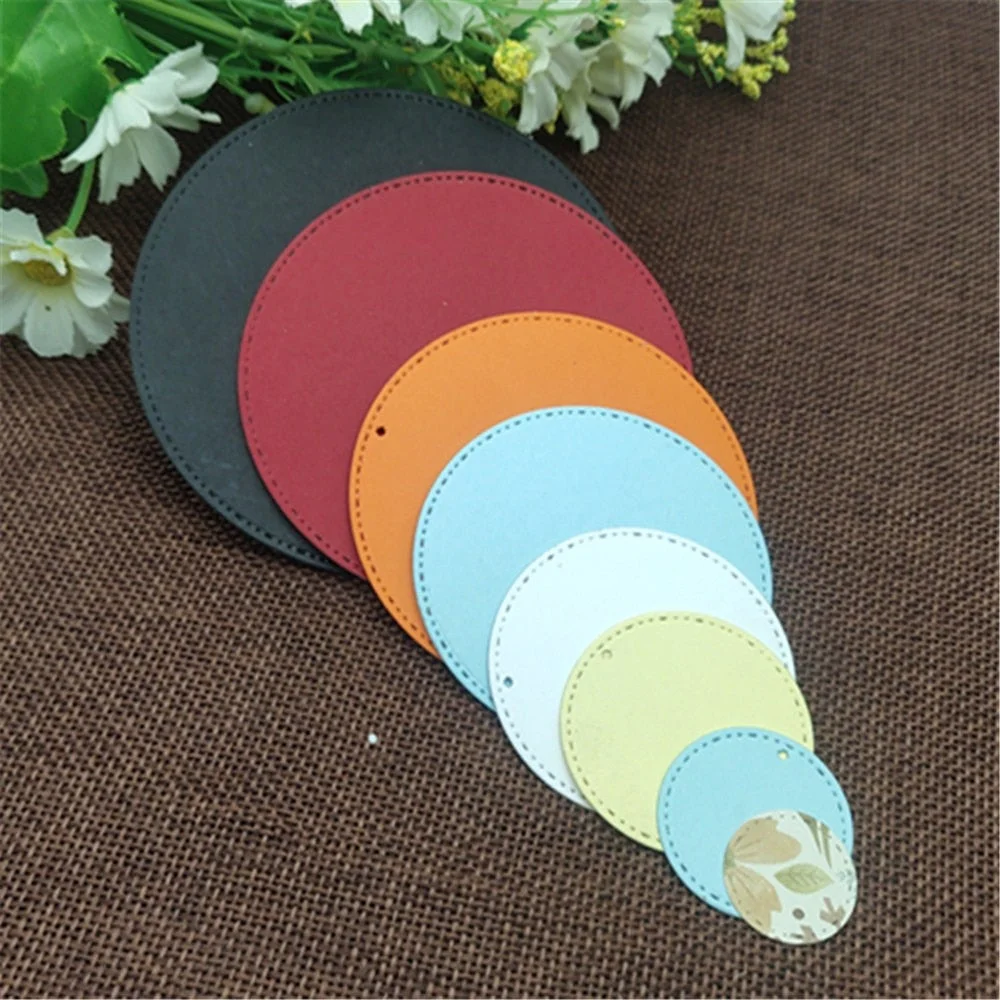 8PCS DIY Circle Metal Cutting Dies Stencils Embossing Card Scrapbooking Album Decoration Craft Die Cutting Template Folder Suit
