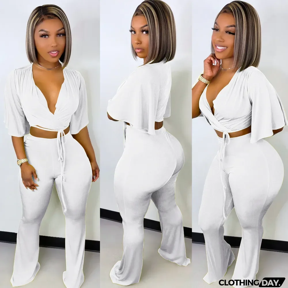 Women's Spring/Summer Solid Color Velvet Casual Two Piece Set