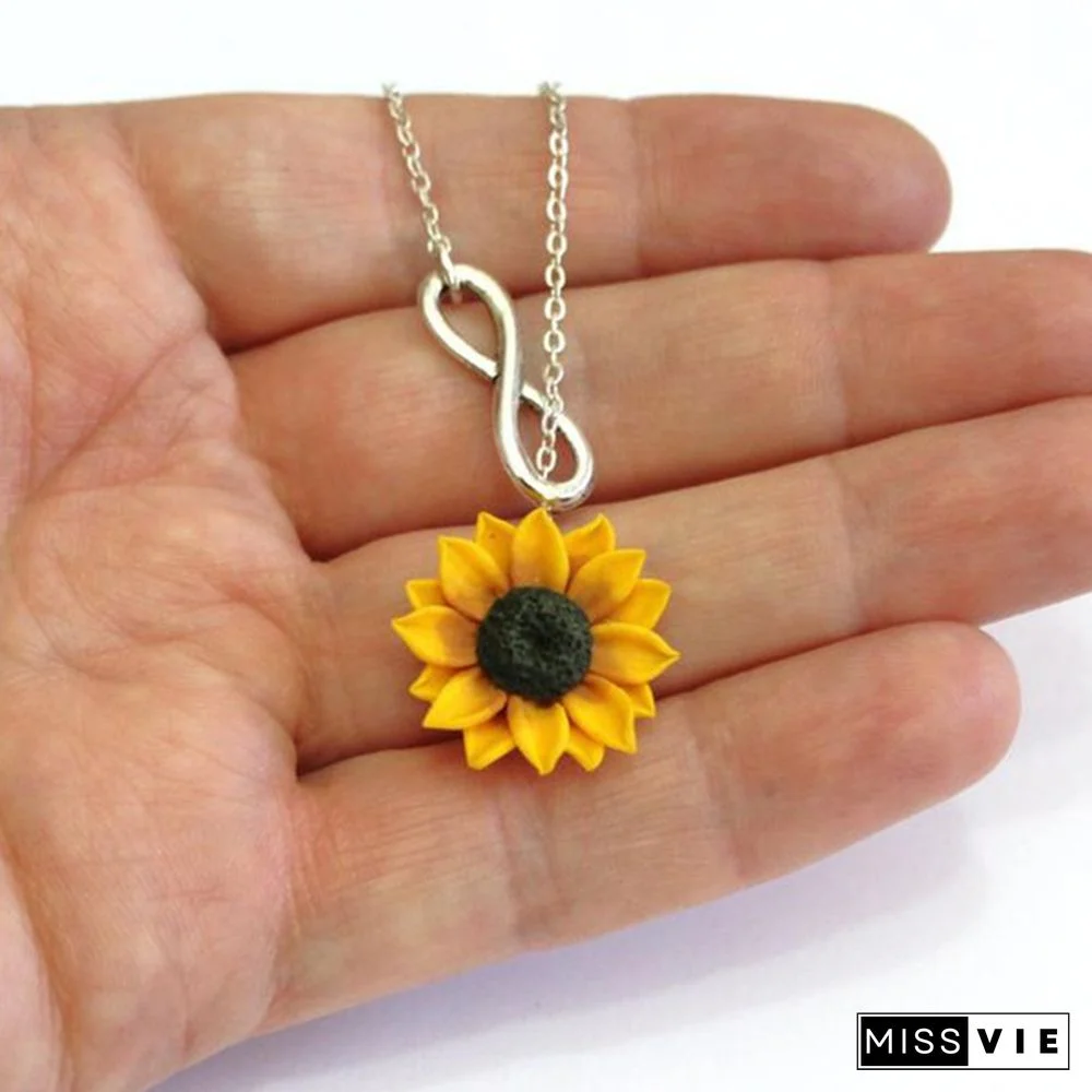 Sunflower Infinity Lariat Necklace, Yellow Sunflower Bridesmaid, Sunflower Flower Necklace, Bridal Flowers, Sunflower Bridesmaid Necklace