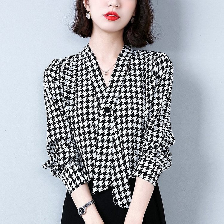 Houndstooth Vintage Shift Shirts & Tops