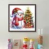 Xmas Tree Snowman-Partial 11CT Stamped Cross Stitch Bead Embroidery 36*36cm/14.17*14.17in tapestrymarket