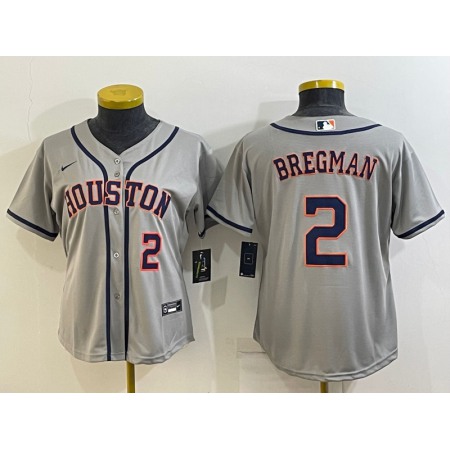 Youth Houston Astros #2 Alex Bregman Gray Cool Base Stitched Jersey 56GD