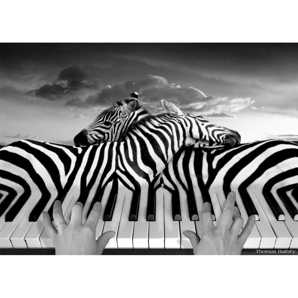 Piano Zebra 40*30CM(Canvas) Full Round Drill Diamond Painting gbfke