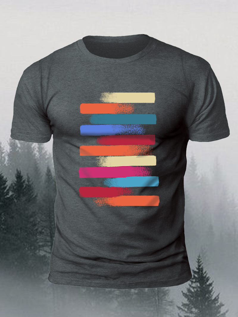 Men's Retro Geometric Piano Short-Sleeved Shirt in  mildstyles