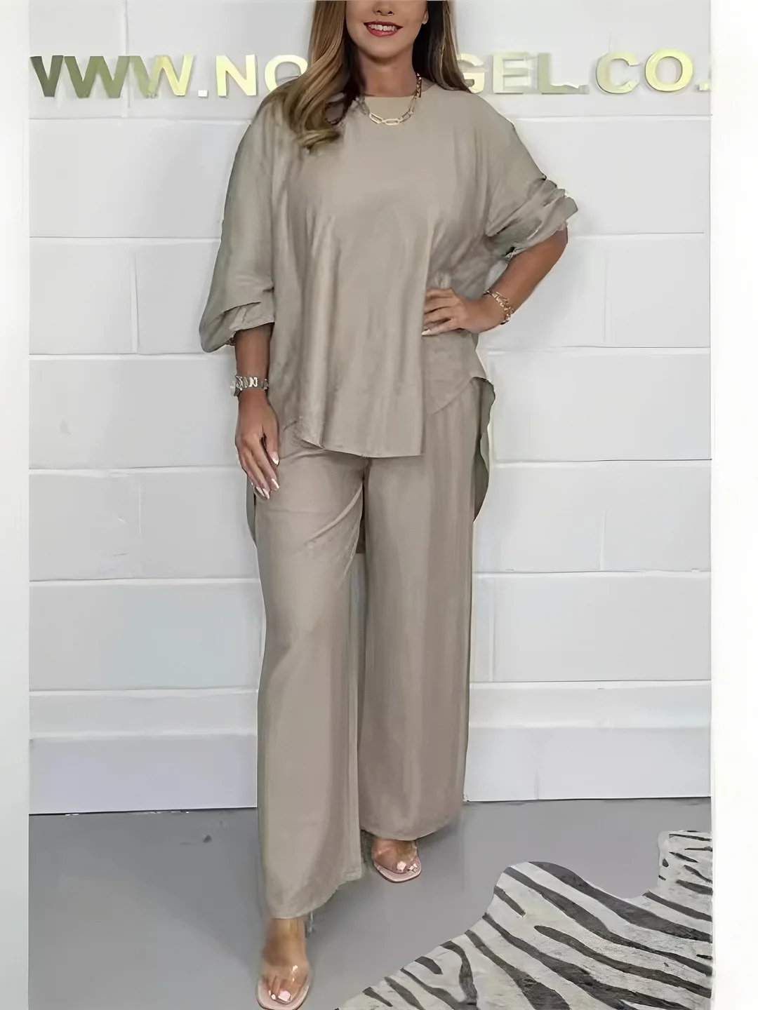 Athvotar Athvotar And Autumn 2025 New Wide Legs Trousers Casual Fashion Loose Top Size Two Sets