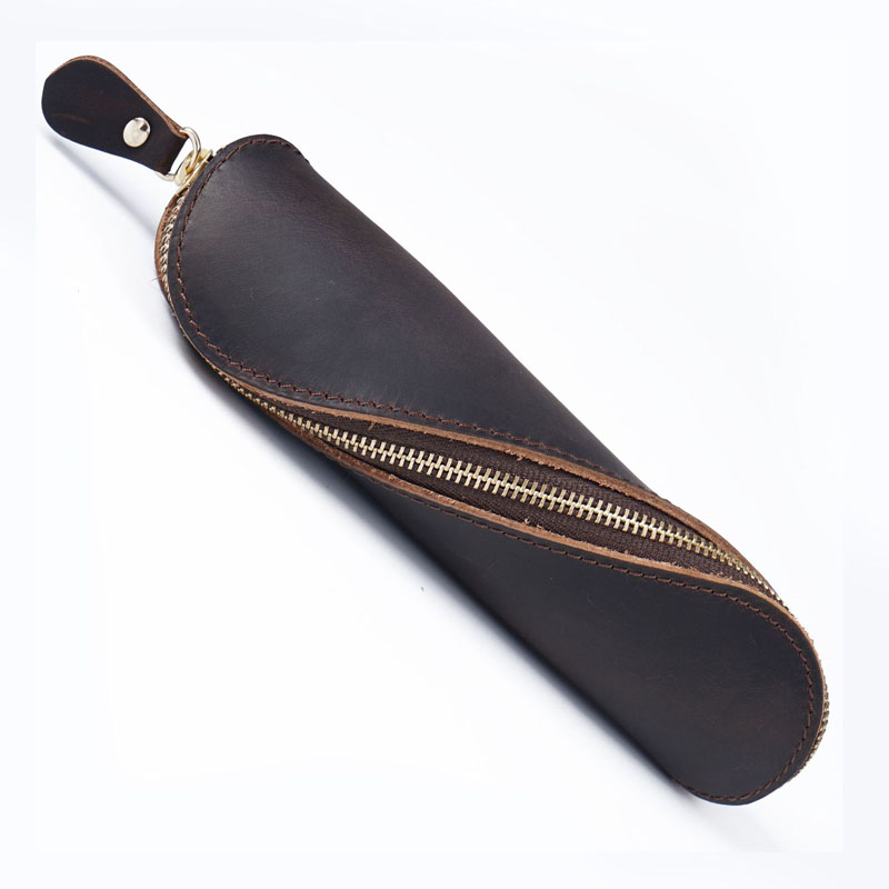 Fromthenon Genuine Leather Pencil Punch Case Stationery Creative S-shaped Pencil Bag Retro Travelers Notebook Accessories Gift