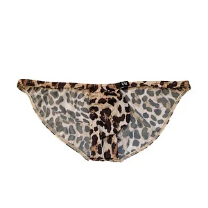 Printed men's leopard print ice silk briefs