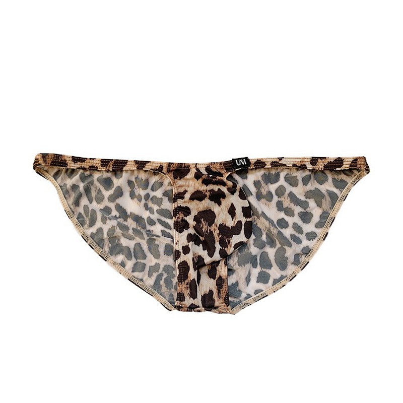 Printed men's leopard print ice silk briefs