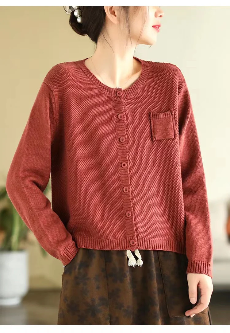 Chicfifth Sweater Women Winter Long Sleeve High Quality Autumn Vintage Top Knitted Cardigan