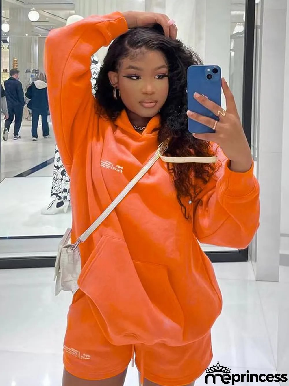 Women'S Fall Hoodies Shorts Set Fashion Sports Logo Long Sleeve Pullover Hooded Hoodies Two Piece Set
