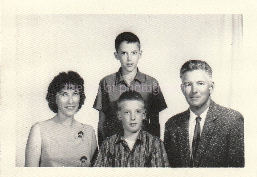 Family Portrait FOUND Photo Poster painting Original B and W SnapshotDD 810 28 J