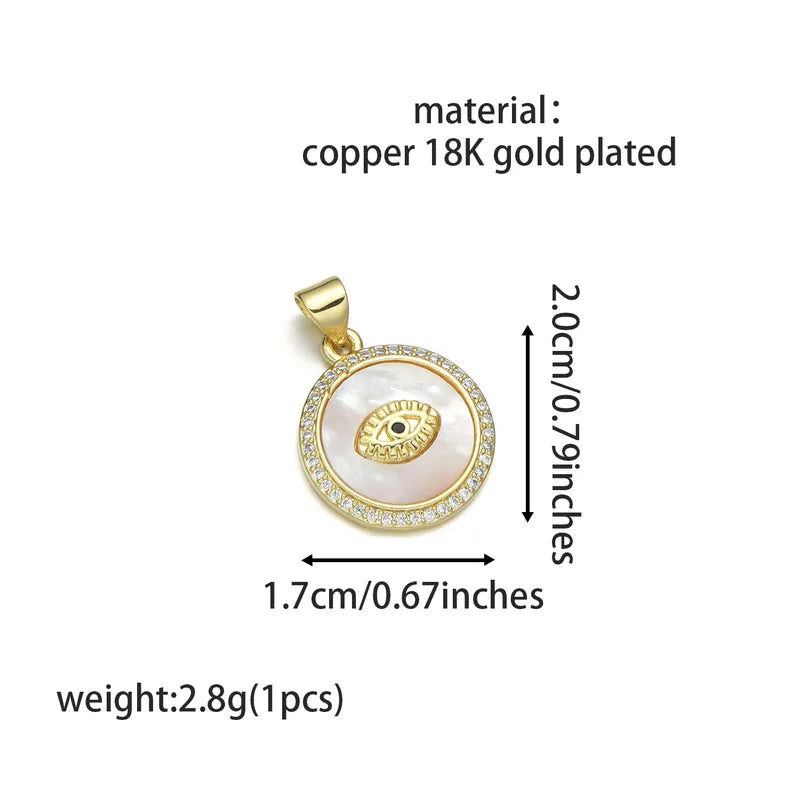 1 Piece 2.2cm*2.5cm 2.4cm*2.9cm Copper Shell Zircon 18K Gold Plated Palm Eye Pendant Jewelry Accessories