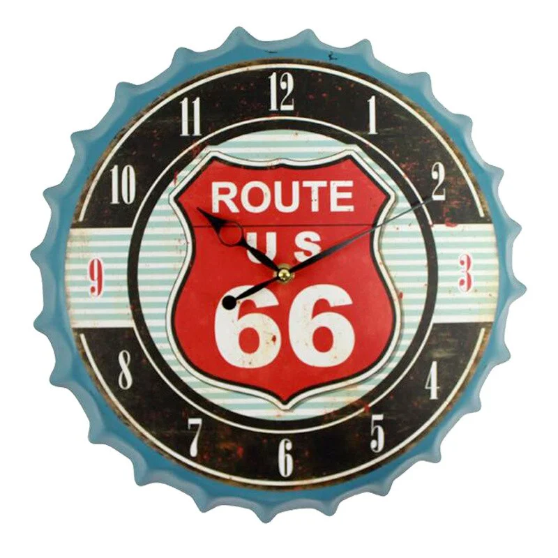 35cm Creative Metal Wall Clock Modern Design Retro Beer Bottle Cap 3D Wall Art Decor for Bar Cafe Iron Hanging Clocks Wall Watch