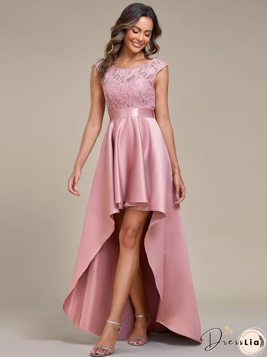 Elegant High-Low Lace Cocktail Dress