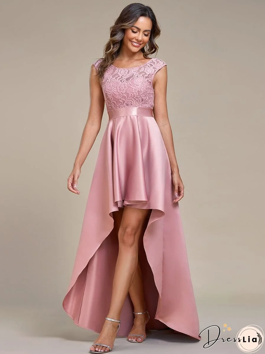 Elegant High-Low Lace Cocktail Dress