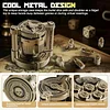 Metal Polyhedral Bullet Dice Set Of 7 With Spinning Revolver Cylinder Container - Cyberpunk Style Dice