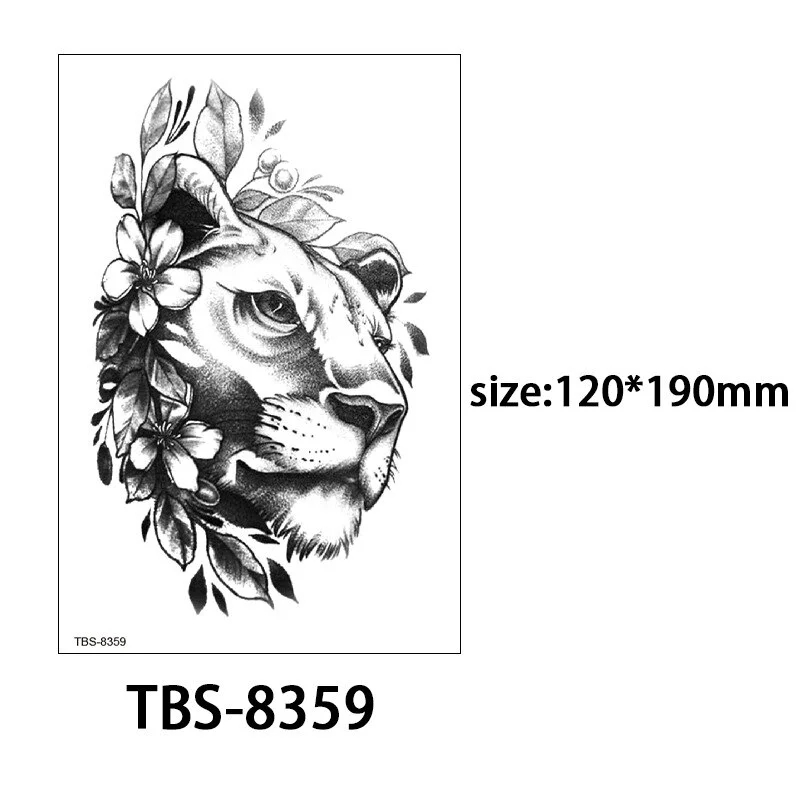Sdrawing Forest King Animal Tattoo Sticker for Men Tiger Skull Skeleton Fake Tattoo for Women Wolf Tattoo Temporary Waterproof