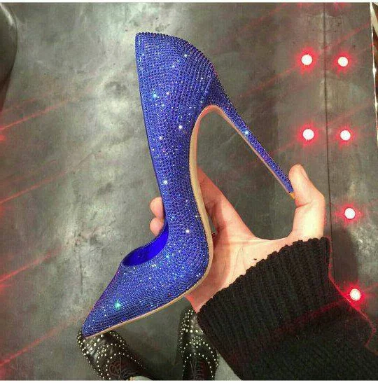 Royal Blue Sparkly Pointy Toe Pumps - Prom Shoes Vdcoo