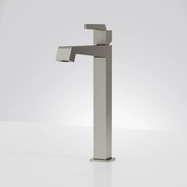 EVERSTEIN Modern Square Tall Vessel Sink Faucet in Brushed Nickel