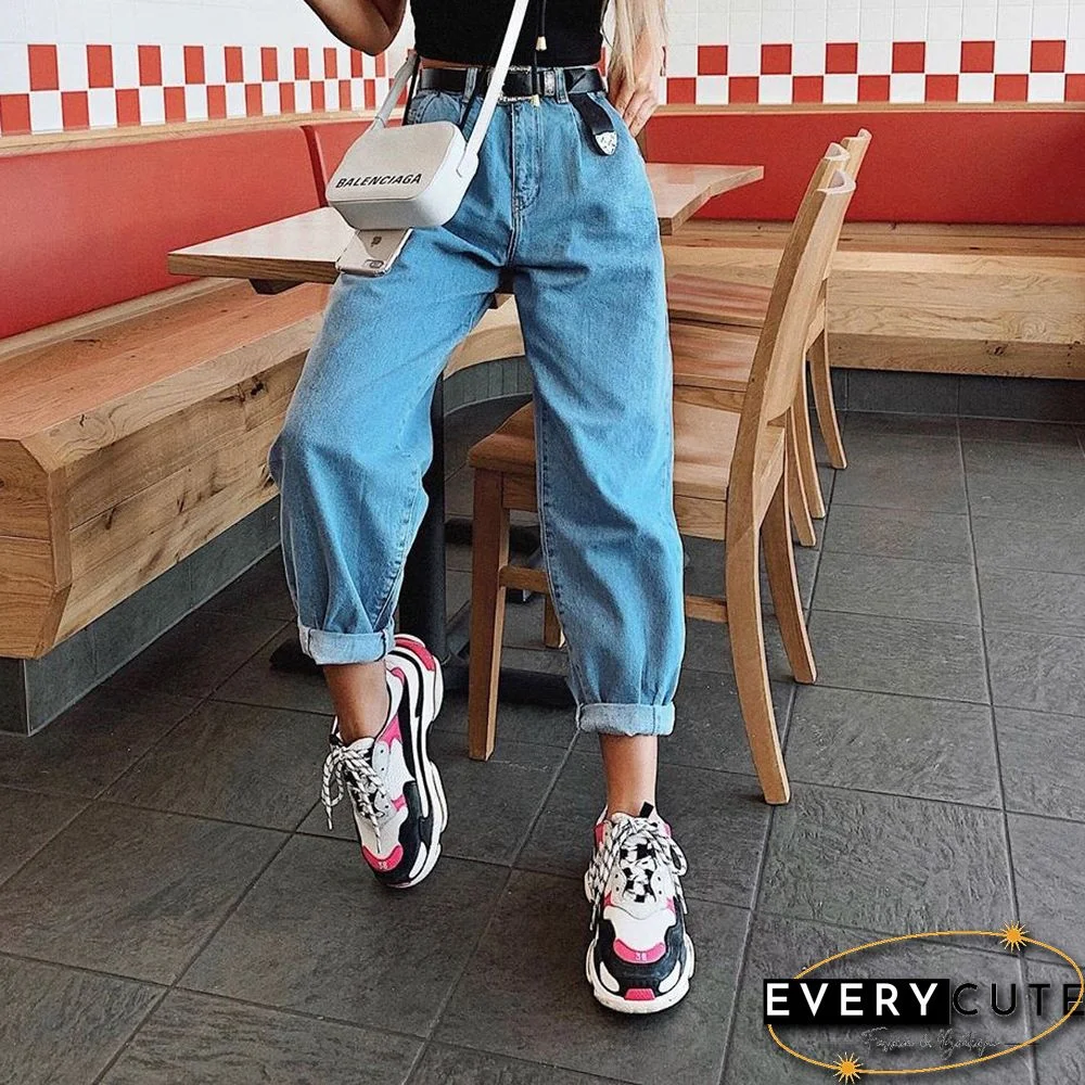 Womens Baggy Wide-Leg Jeans Wq48