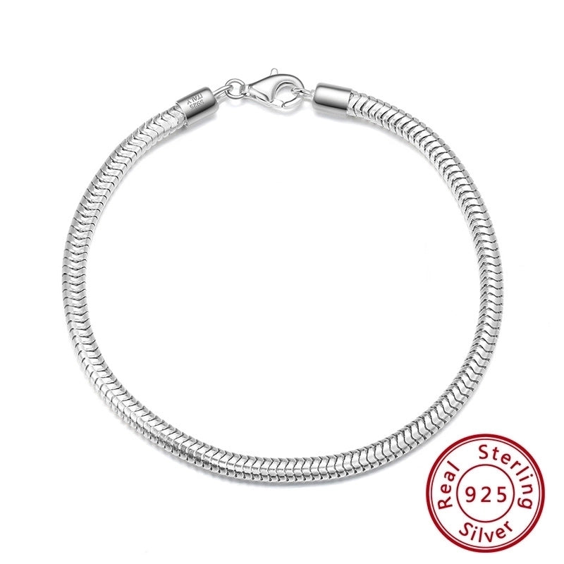 Minimalist Snake Sterling Silver Polishing Plating Chain White Gold Plated Rhodium Plated Silver Plated Bracelets