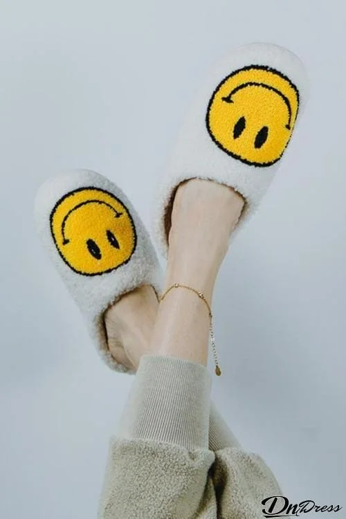 Smiley Fuzzy Slippers