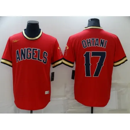 Men's Los Angeles Angels #17 Shohei Ohtani Red Cool Base Stitched Jersey UNDY